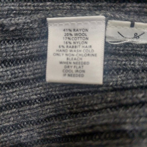 LOFT Gray Sweater Dress Size Large Turtleneck  Wool Cotton  Blend Short Sleeve - Picture 8 of 12